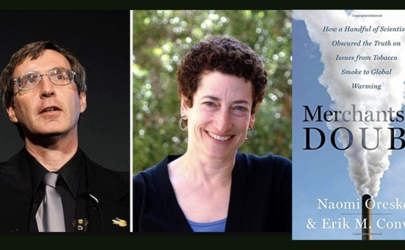 Merchants of Doubt book cover and author headshots