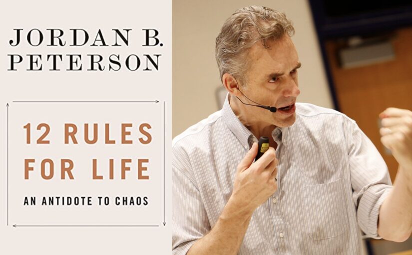 Jordan Peterson photo and 12 Rules book cover