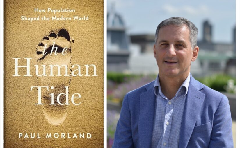 Paul Morland headshot and Human Tide book cover