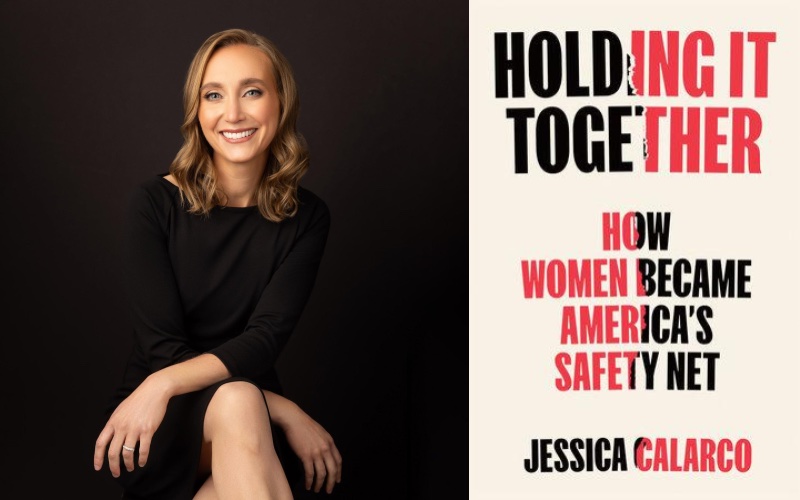 author portrait and book cover Holding it together