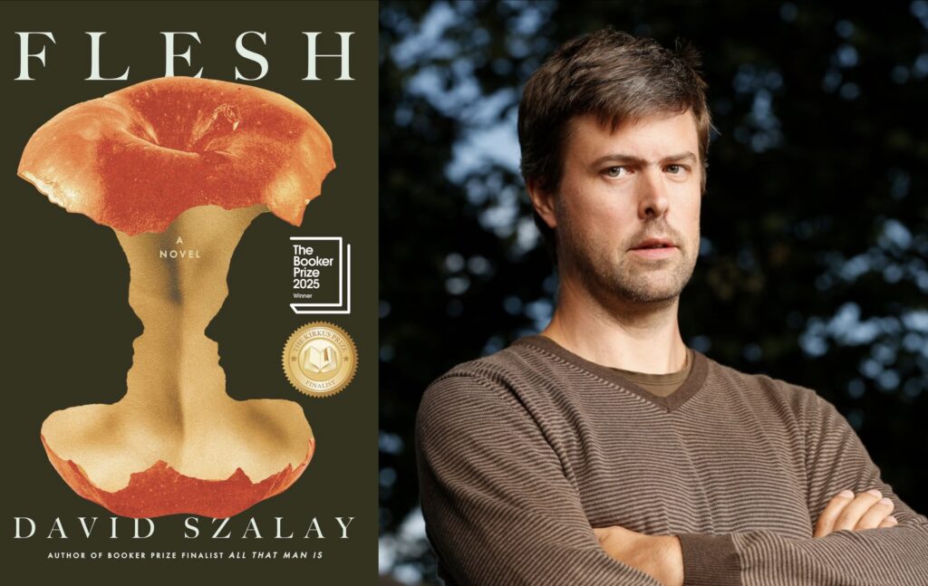 black book cover with eaten apple core and author headshot
