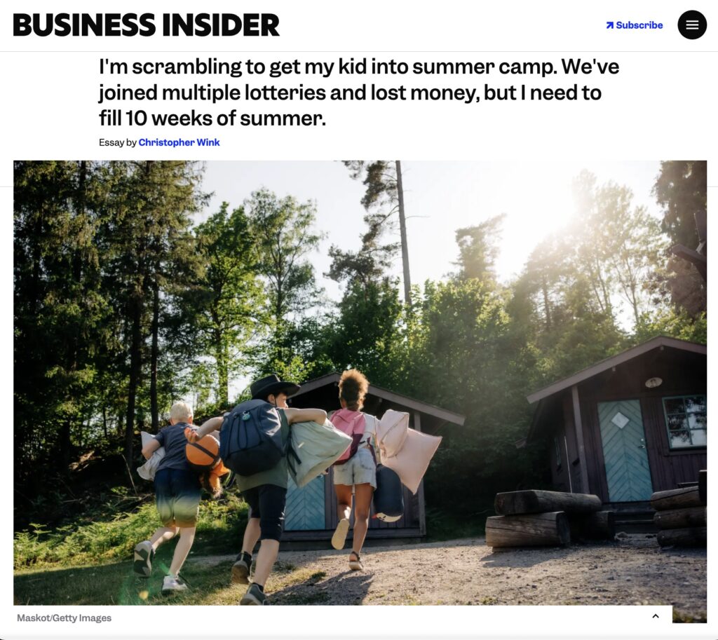 Business Insider summer childcare story Christopher Wink screenshot